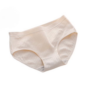 Mid Rise Underwear Pure Cotton No Trace Antibacterial Girls Short Triangle Pants Apricot Colour L