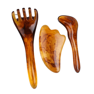 【中国直邮】 鑫友 五爪头部按摩梳套装 脸面部树脂拨筋棒 美容经络梳头疗梳子按摩器  三件套