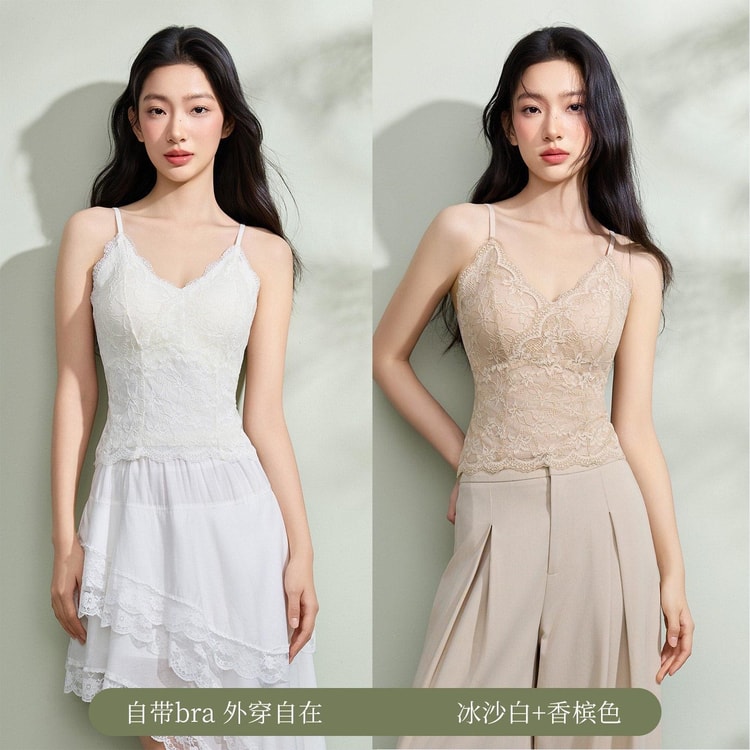 香港直送】Yami 婦人フレンチレースタンクトップ2枚セット シャンパン+