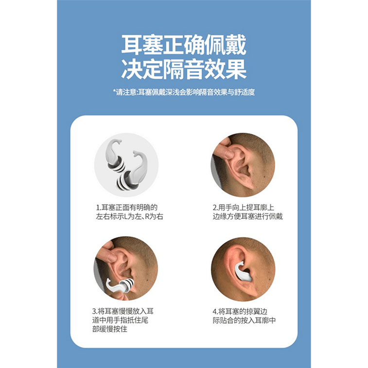 First-rate 灰色睡眠耳塞 隔音耳塞 抗噪音 睡眠降噪器 軟回彈耳塞 灰色 4