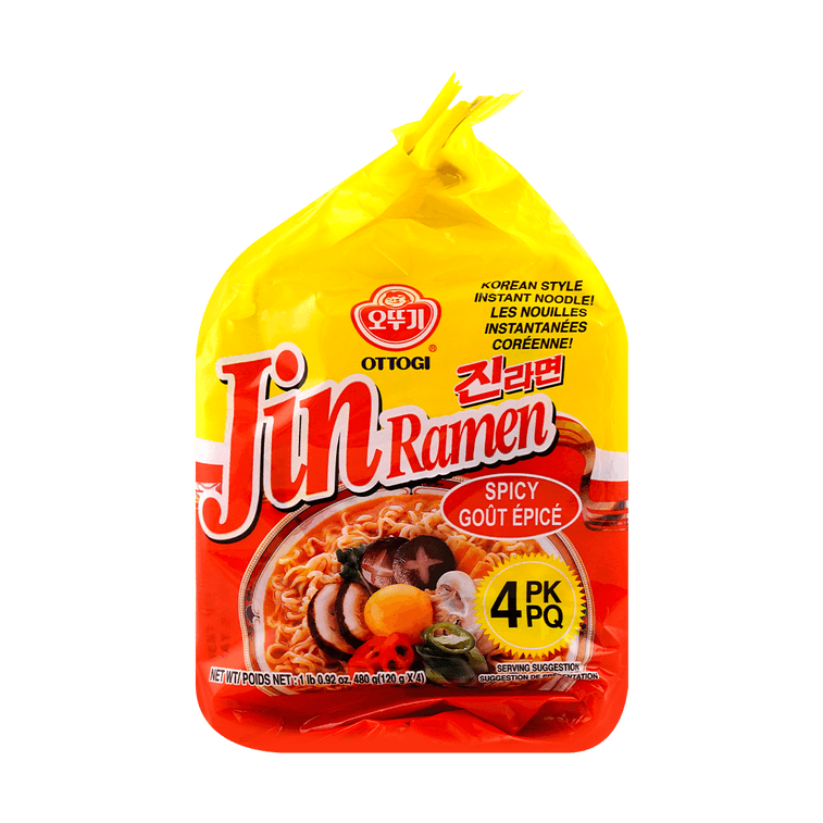 Jin Ramen- Korean Style Instant Noodles , Mild Flavor, 4 Pack* 4.23 oz*2【Value Pack】 9