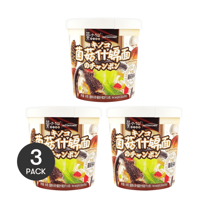 Mushroom Flavor Instant Noodles, 2.82 oz *3【3 Packs】