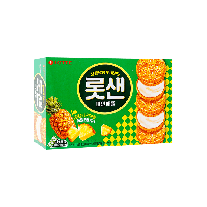 【濃濃鳳梨味】韓國LOTTE樂天 鳳梨奶油夾心餅乾 315g