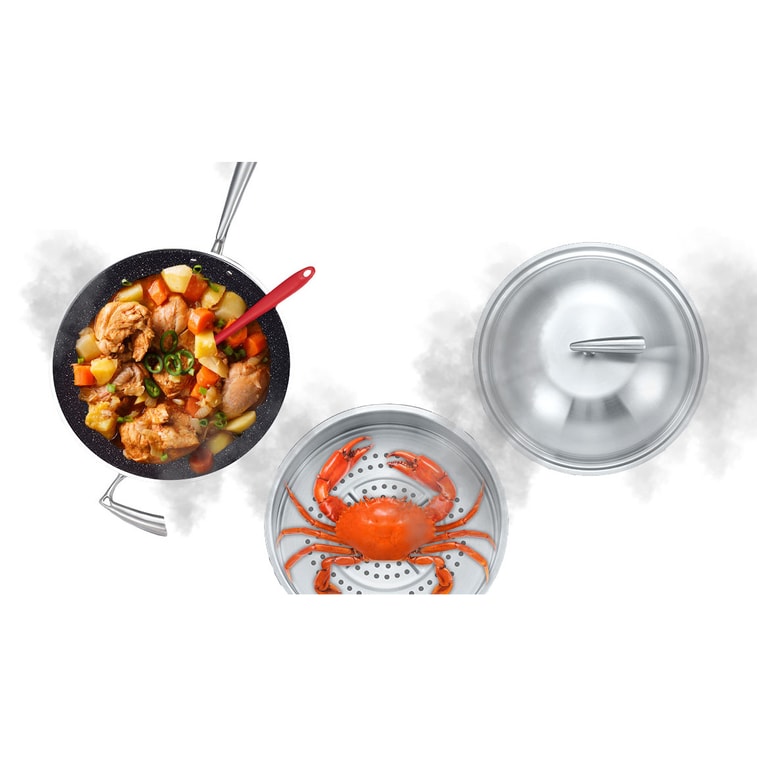CONCORD x Duck House Premium 3 Ply Stainless Steel Non-Stick Chinese Wok with Steamer (32CM) 3