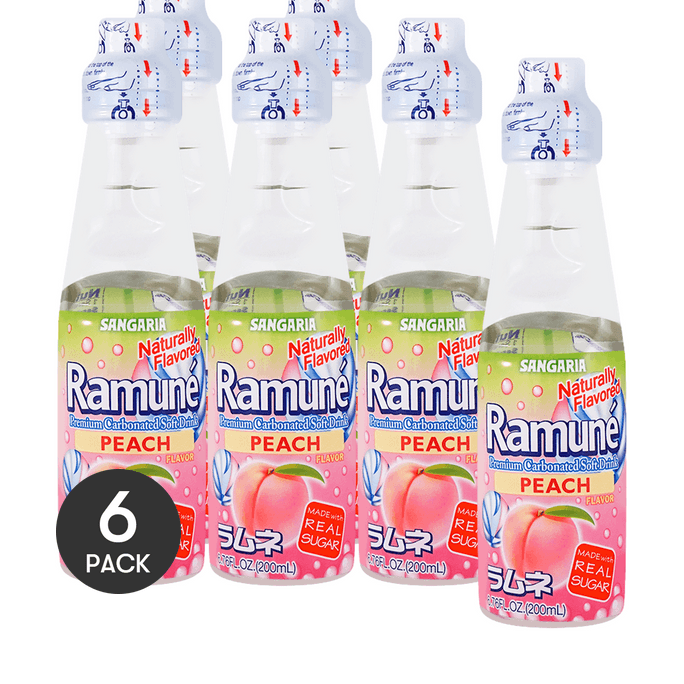 日本SANGARIA三佳麗 彈珠汽水 蜜桃口味 200ml *6【6份超值裝】