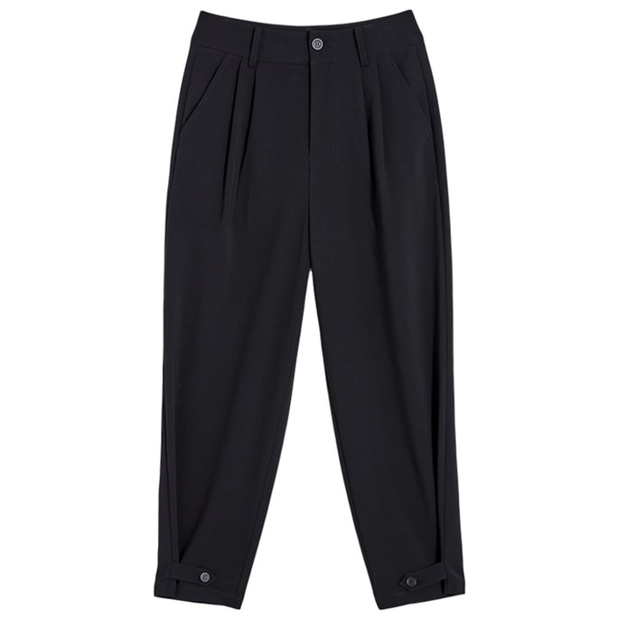 HSPM New High Waisted Cropped Casual Pants Black L