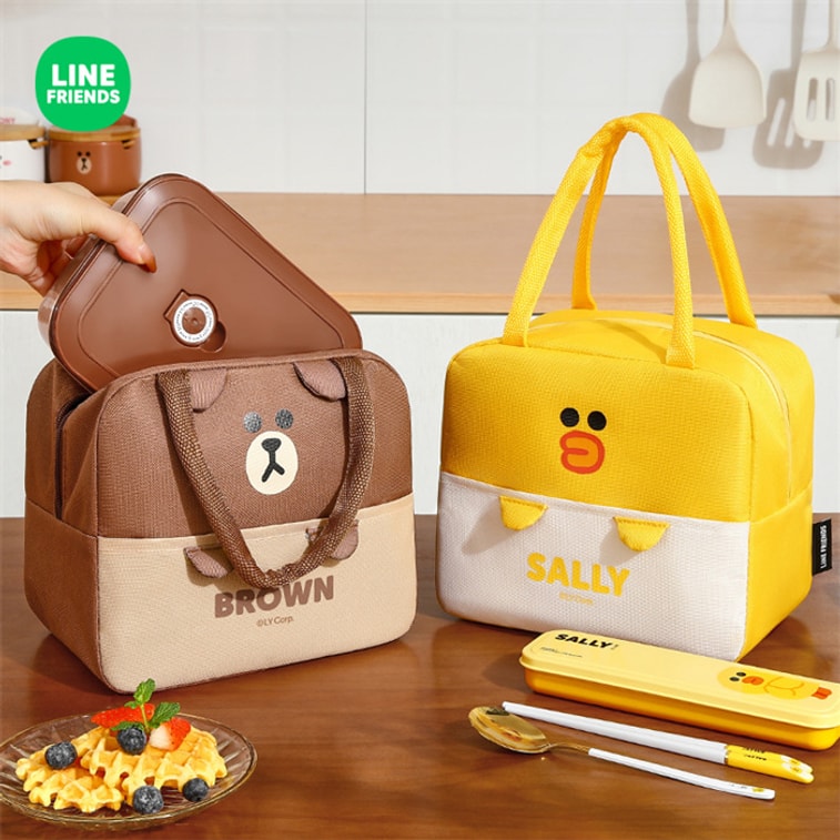 【中國直郵】LINE FRIENDS 便當袋高顏值飯盒包上班族帶飯袋加厚鋁箔午餐包飯包 BROWN款 4