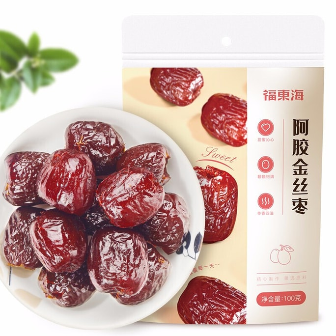 【中國直郵】福東海 阿膠金絲棗 無核蜜棗蜜餞 100g/袋(小紅書推薦心動零食)