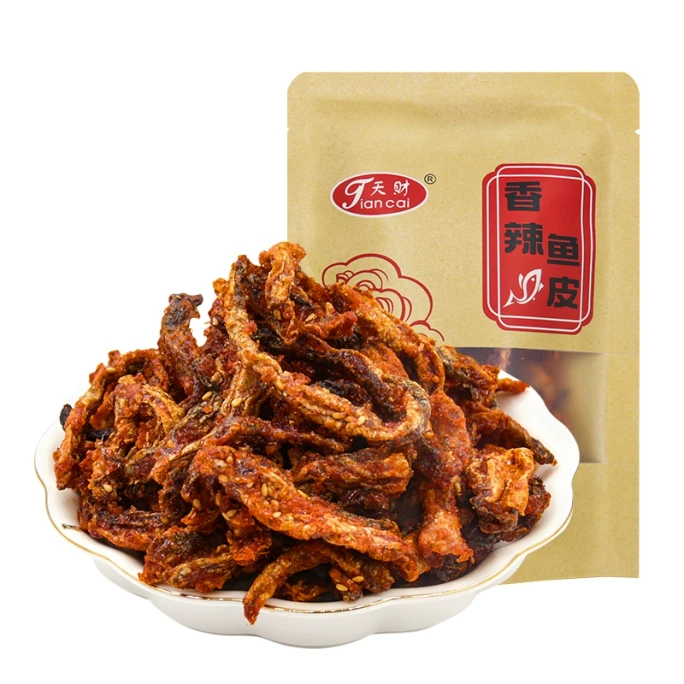 【中国直邮】 天草 天财鱼皮脆麻辣零食小吃即食甜辣香辣鳕鱼皮鱼皮鱼干海鲜休闲食品 80g*1包