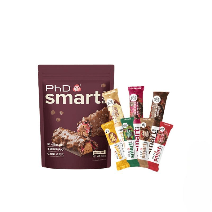 【中国直邮】 英国 PhD 智选便携蛋白棒黑金装代餐饱腹0蔗糖能量饼干零食多口味混合 64g*3条装+32g*4条装