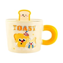 Advanced cartoon mug/cup+lid/TOAST/yellow handle/capacity 500ML