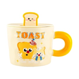 Advanced cartoon mug/cup+lid/TOAST/yellow handle/capacity 500ML