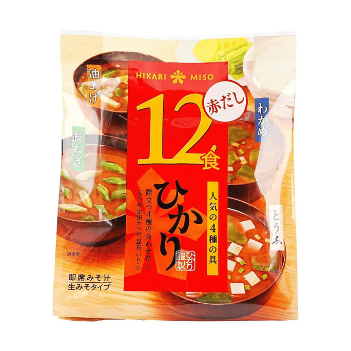 日本HIKARI 速食红汤味噌 日式速食汤料包 混合口味 12份装 198.6g