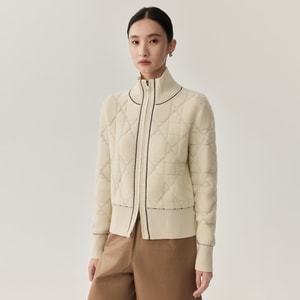 [중국 직배송] HSPM 신상품 양모 다이아몬드 패턴 체인 스웨터, 도톰하고 슬림핏, 우아하고 몸매를 돋보이게 하는 니트웨어, 화이트, 사이즈 M