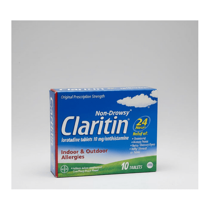 Loratadine|Claritin Non-Drowsy Allergy Tablets 10mg 10 Count | 24 Hour Indoor Outdoor Allergy Relief | Loratadine Tablets