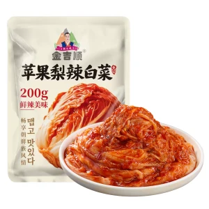 Korean Spicy Cabbage Authentic Korean Kimchi Small Bag Sauce Pickles for Rice Northeastern Hot and Sour Cabbage 200g*1 Pack