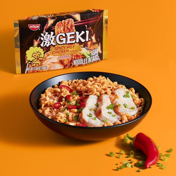NISSIN Geki Instant Noodles Multipack , Spicy Hot Chicken Flavor