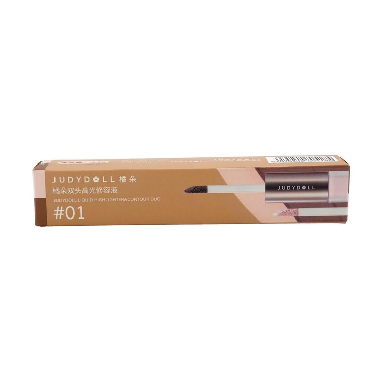 JUDYDOLL橘朵 雙頭高光修容棒 液體霧面高光修容 4.8g #01 冷膚色 藍粉光+灰棕陰影 5