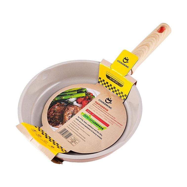 Poêle à frire en cristal de céramique, poêle/wok antiadhésif à concentration d'huile, couvercle non inclus, 7,9 pouces, convient pour induction et 3