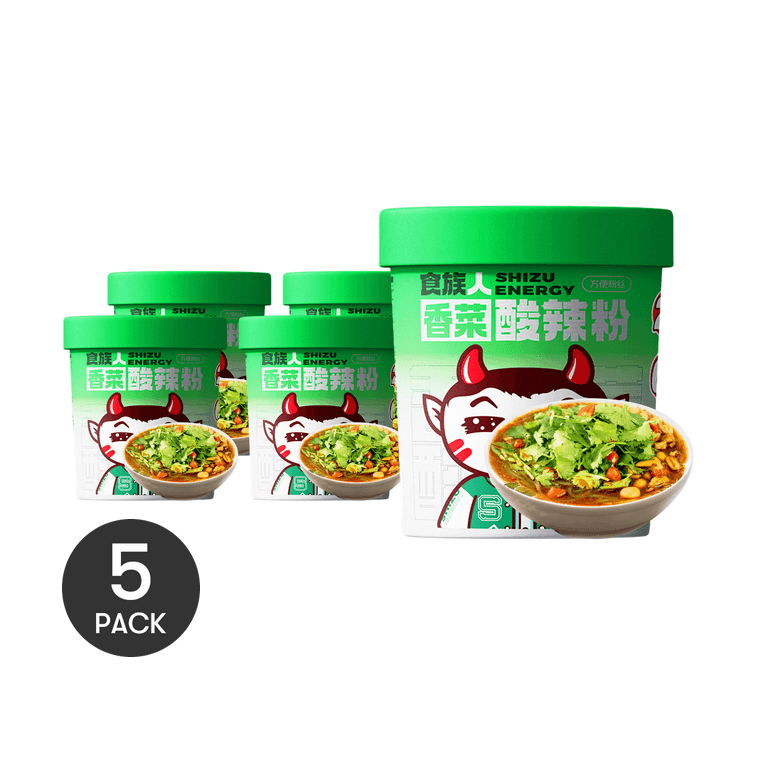 食族人 香菜酸辣粉 沖泡免煮米粉米線 136g *5【5份超值裝】【獨特工藝保留特有清香 兩包香菜雙倍滿足】 3