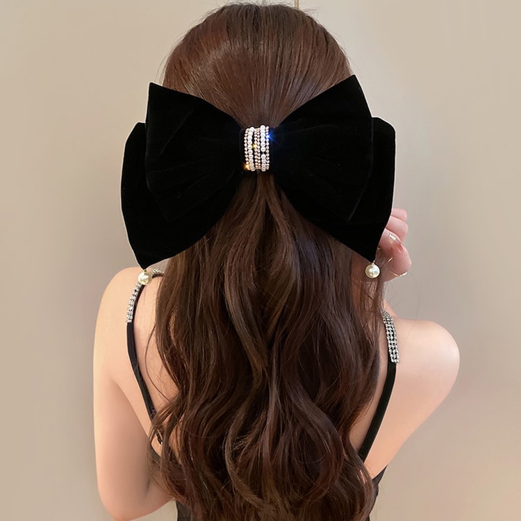【アウトレット☆送料無料】 中国直送】HSPM ヘア パール リボン ベルベット 特大 新品 ヘアアレンジ