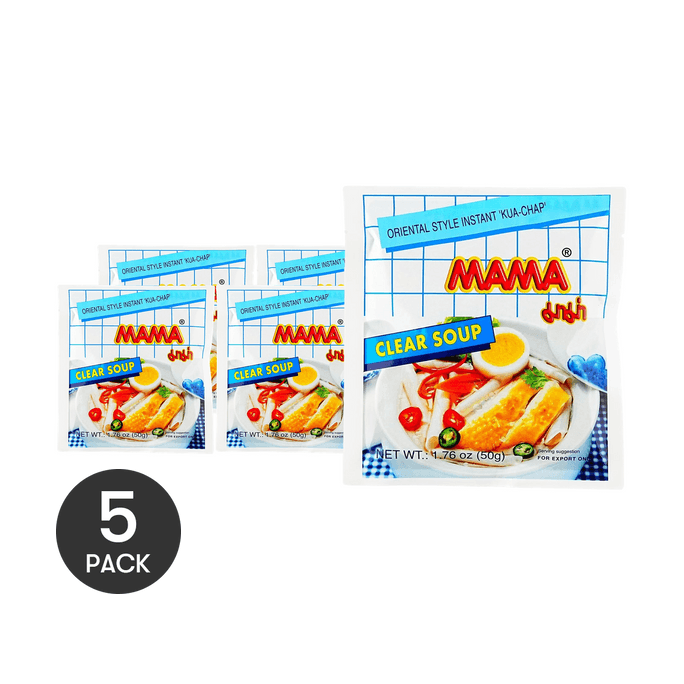 Oriental Style Instant Kua Chap - Rice Noodles , Clear Soup ,1.76 oz *5【5 Packs】
