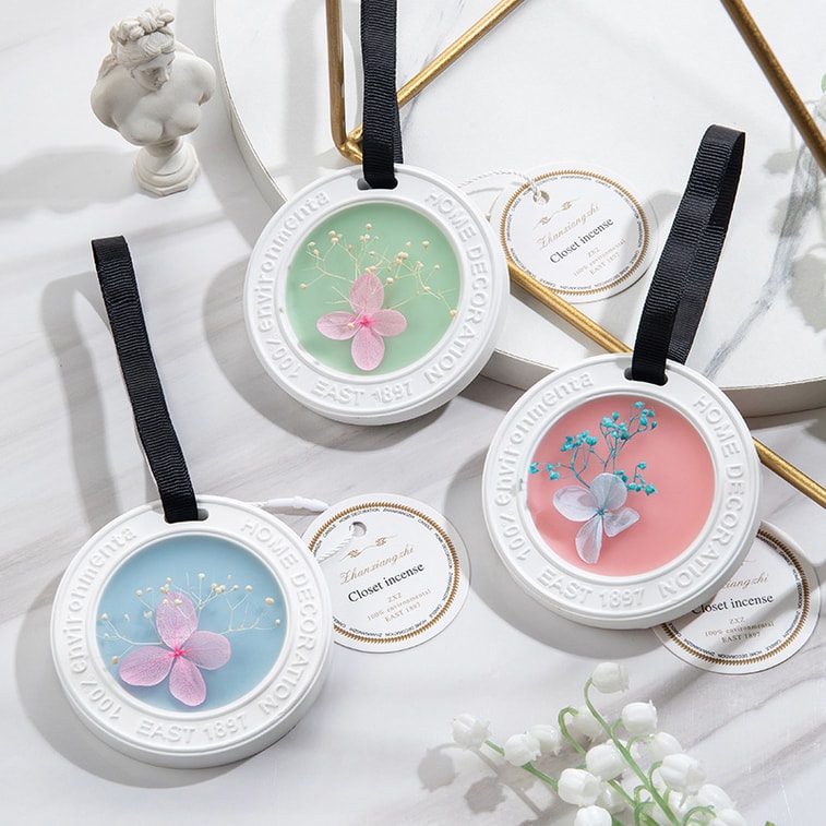 향기 확산기 [폭스테일 셀렉션] 원형 태양 모양 석고 왁스 태블릿, 아로마테라피 석고 펜던트, 향기 확산석, 가드니아 향, 1개 4