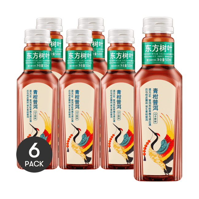 农夫山泉 东方树叶 青柑普洱茶饮料 500ml*6瓶【超值装】【0糖0脂0卡】
