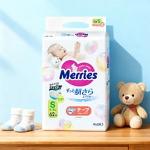 [Surprise Gift] Merries Comfortable Waist Sticker Diapers Diapers Unisex S Size 4-8kg 66 Pieces