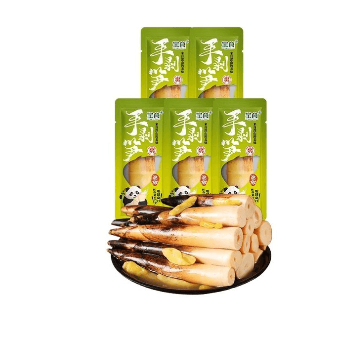 Hand-Peeled Bamboo Shoots, Ready-To-Eat Pickled Chili, Spicy And Crispy Bamboo Shoot Tips, 40g*5 Bags