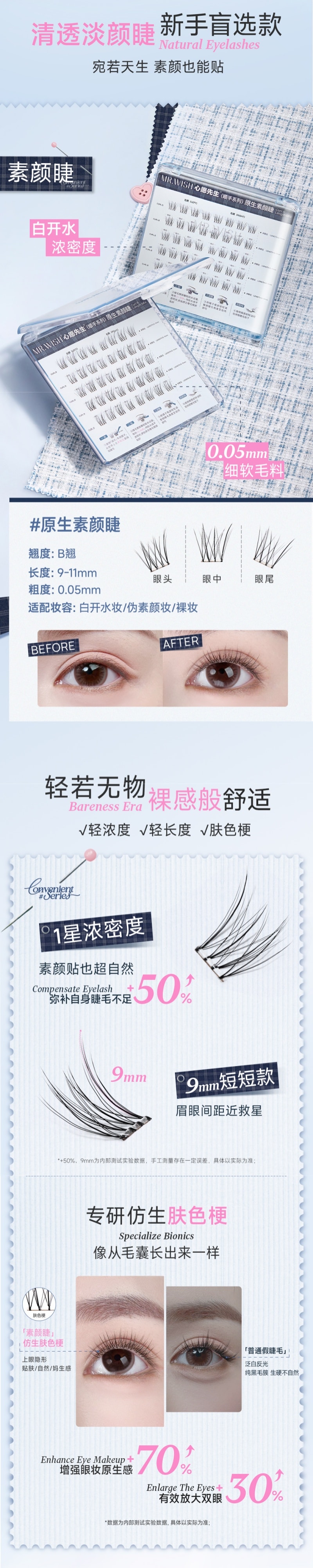 心愿先生 MR.WISH 顺手系列免胶假睫毛#原生素颜睫 40簇