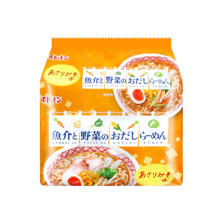 ITOMEN Asari Miso Ramen - Instant Noodles, 5 Packs* 2.99oz - Yami.com