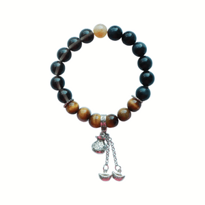 Natural Smoky Quartz & Tiger Eye Bracelet – 10mm Triple Color  Wealth & Career Boost 1Piece
