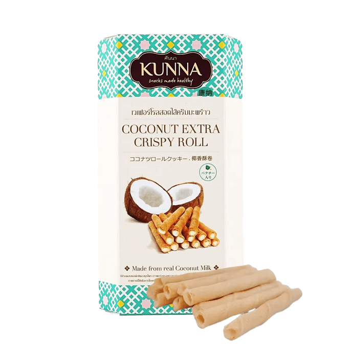 泰國KUNNA康納 椰子酥卷 威化蛋捲 70g【泰國超人氣零食】