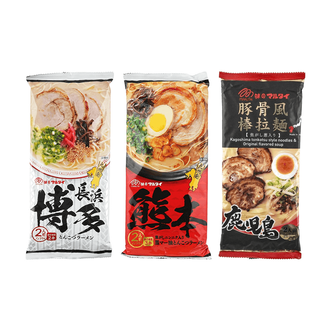 일본 라멘 인스턴트 누들 모음 팩, 9.61oz【가치 팩】【돈코츠 맛 & 블랙 마늘 오일 맛 & 쿠로부타 돈