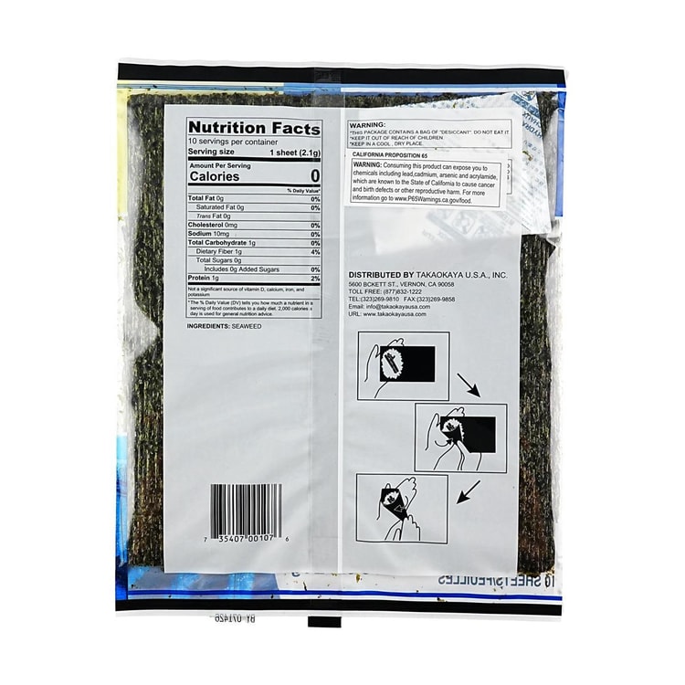 Takaokaya Nori Tokusen Yakinori Seaweed 10 Sheets, 0.75 oz [Ready
