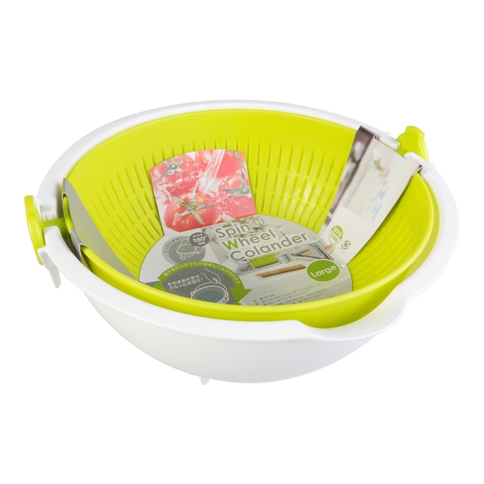 180 Degrees Spin Wheel Vegetable Washing Drainer Colander Apple Green BPA Free Size L  21cm-23cm