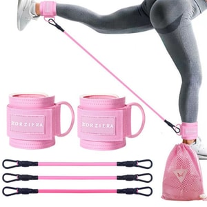 New Fitness Ankle Buckle Hip Leg Trainer Leg Tie Elastic Ankle Buckle Accessories Pink 2 Buckles+3 Tension Rope