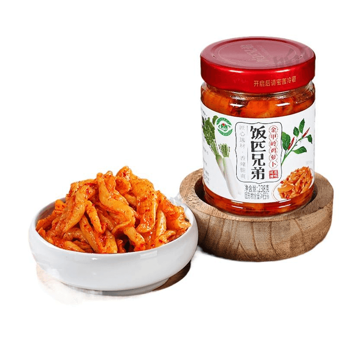 Rice Pi Brothers Jinjialing Chicken Radish Pickles Spicy Food Hunan Farm Radish 238g*1 Can