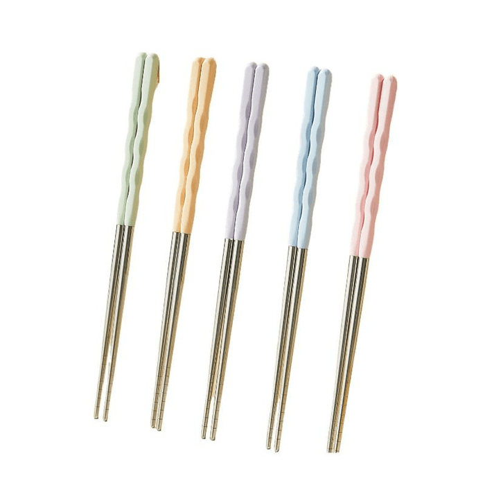 【中国直邮】 卡罗特 不锈钢筷子家用高档抗菌防霉情侣一人一筷专人专用轻奢防滑 5双 24厘米