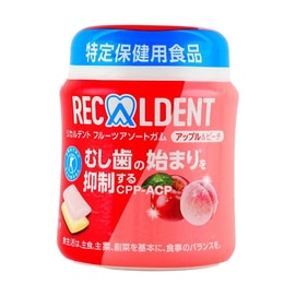 몬델레즈 리칼덴트 껌 - 사과 & 복숭아 맛, 4.76oz 【무설탕 곡물 껌 구강 관리 CPP-ACP】
