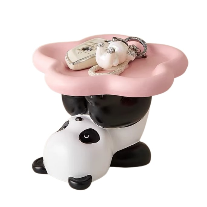 Panda Storage Ornament Luxury Lotus Craft Foyer Key Organizer New Home Art Decor 1pic