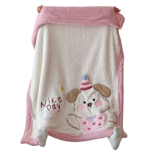 【中国直邮】 HSPM 可爱小熊卡通羊羔绒毛毯 沙发盖毯双层加厚珊瑚绒 午休小毯子 蛋糕狗狗100cm*140cm