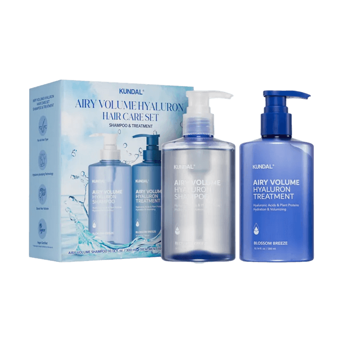 韓國KUNDAL 玻尿酸蓬鬆洗護 細軟塌適用 清爽控油 洗髮精300ml + 護髮素300ml