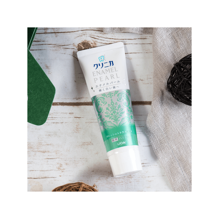 日本lion狮王珍珠酵素牙膏亮白固齿柑橘薄荷味130g 亚米