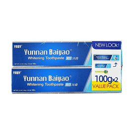 云南白药 牙膏美白去黄清新口气 口腔护理牙膏 100g 两盒装