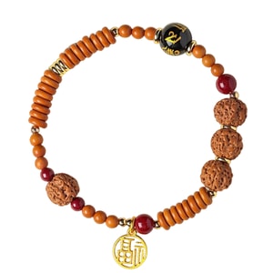 【中国直邮】 HSPM 鸡鸣上岸手串 金刚菩提手串 橄榄核茶晶玛瑙水晶手链 橄榄核菩提黑玛瑙F手串 1 件