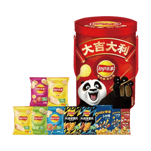 Kung Fu Panda Collaboration Family Bucket Potato Chips Gift Box, 9flavors 16bags 21.9oz【The Year of The Horse】