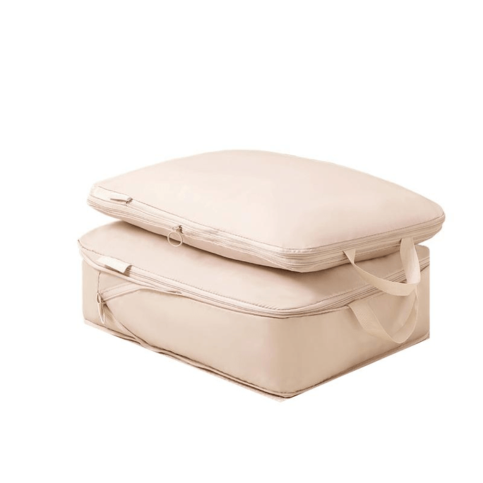 Storage Bag Clothing Suitcase Compression Clothing Large Beige 40*30*12cm*2 Pieces