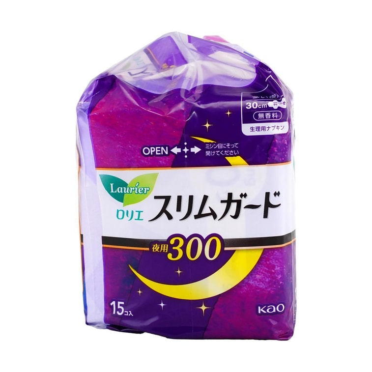 日本KAO花王 LAURIER乐而雅 S零触感系列 无香型 超薄超长夜用卫生巾 2倍吸收超强保护 无荧光剂 300mm 15片入【销量王】 5
